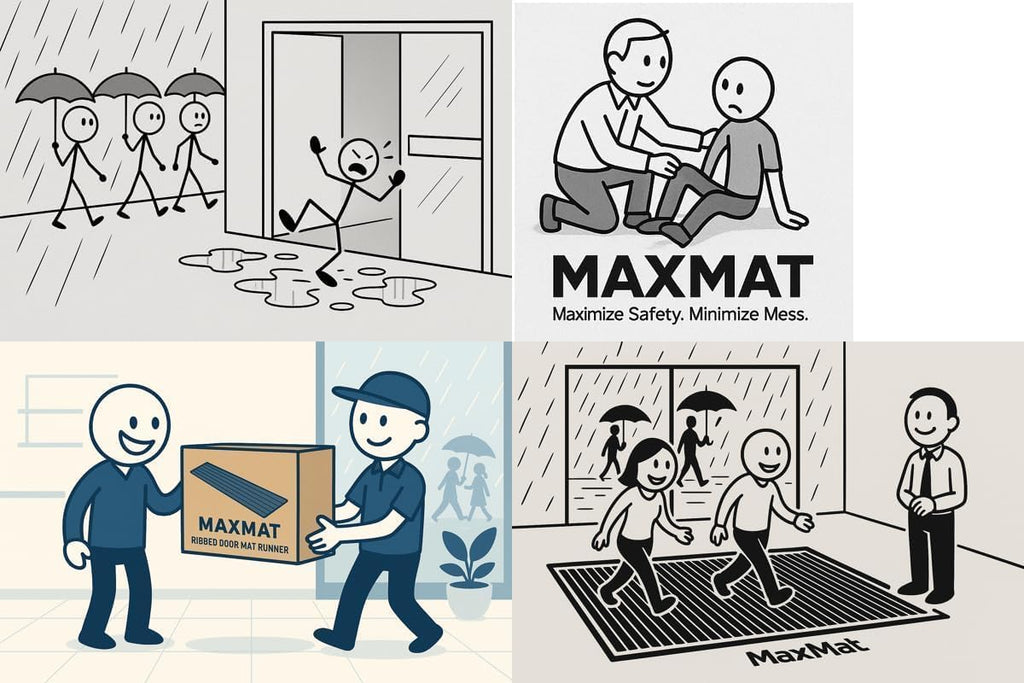 MaxMat® Extra Large Commercial Floor Mat, 3 x 5 Feet Heavy Duty, Waterproof, Low-Profile, Easy to Clean, Rubber Entry Mat (RIB0035BL, Black)