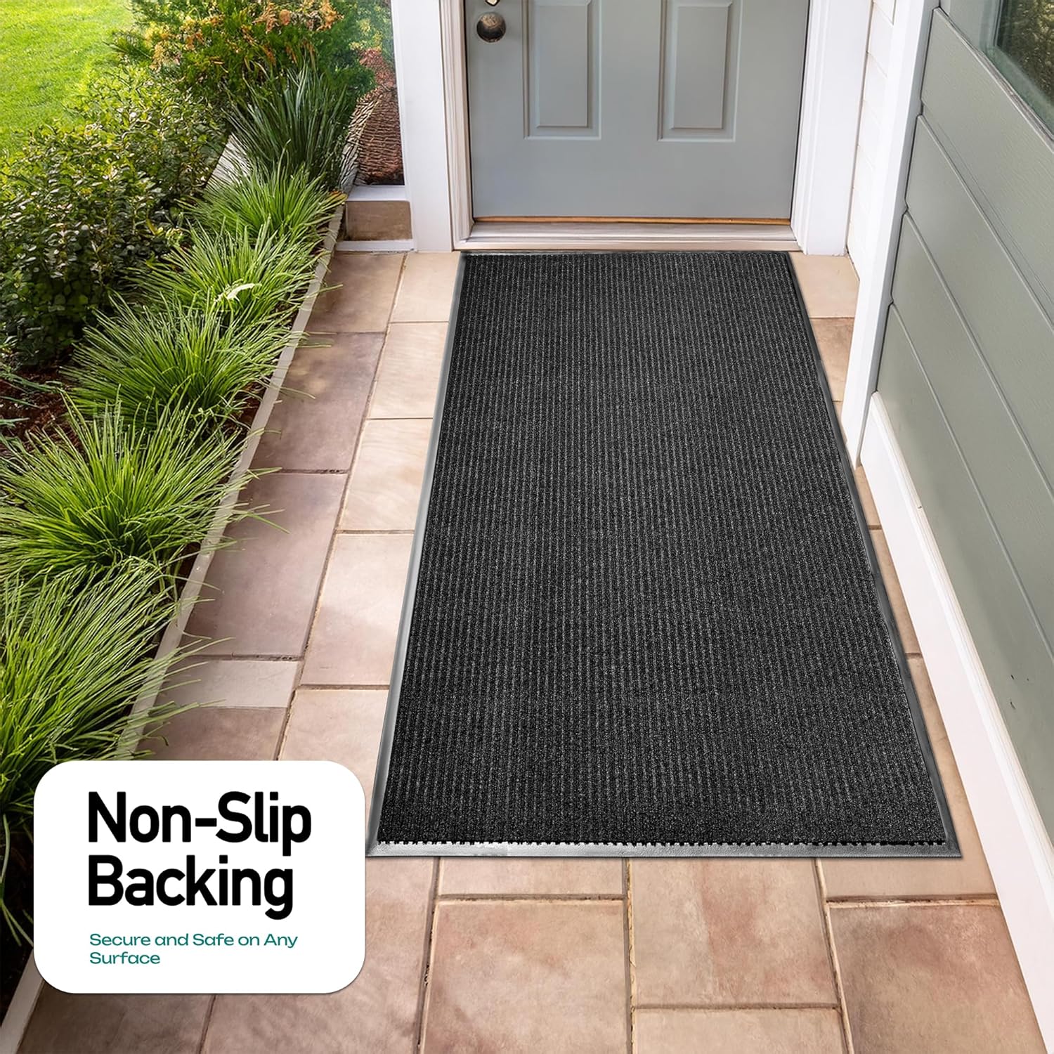 MaxMat® Extra Large Commercial Floor Mat, 3 x 5 Feet Heavy Duty, Waterproof, Low-Profile, Easy to Clean, Rubber Entry Mat (RIB0035BL, Black)
