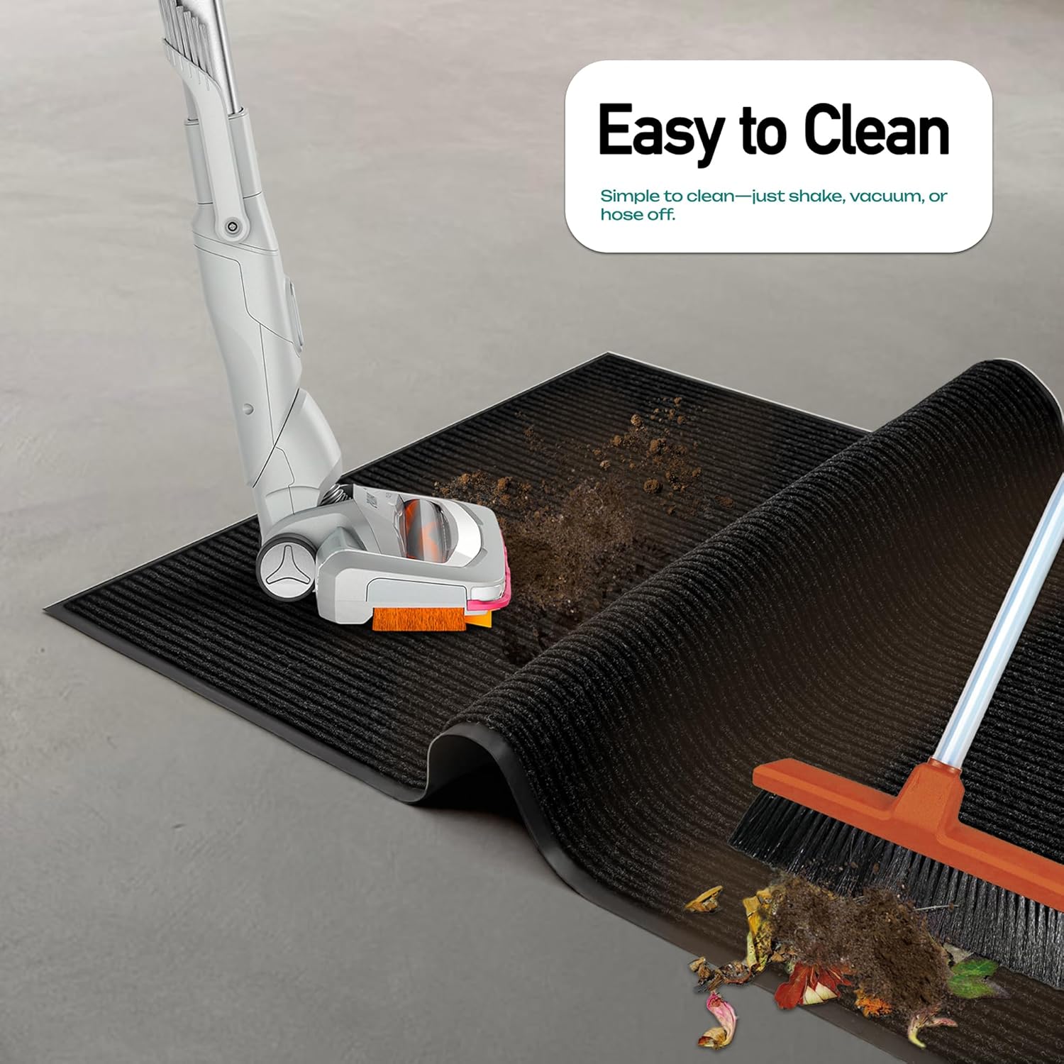 MaxMat® Extra Large Commercial Floor Mat, 3 x 5 Feet Heavy Duty, Waterproof, Low-Profile, Easy to Clean, Rubber Entry Mat (RIB0035BL, Black)