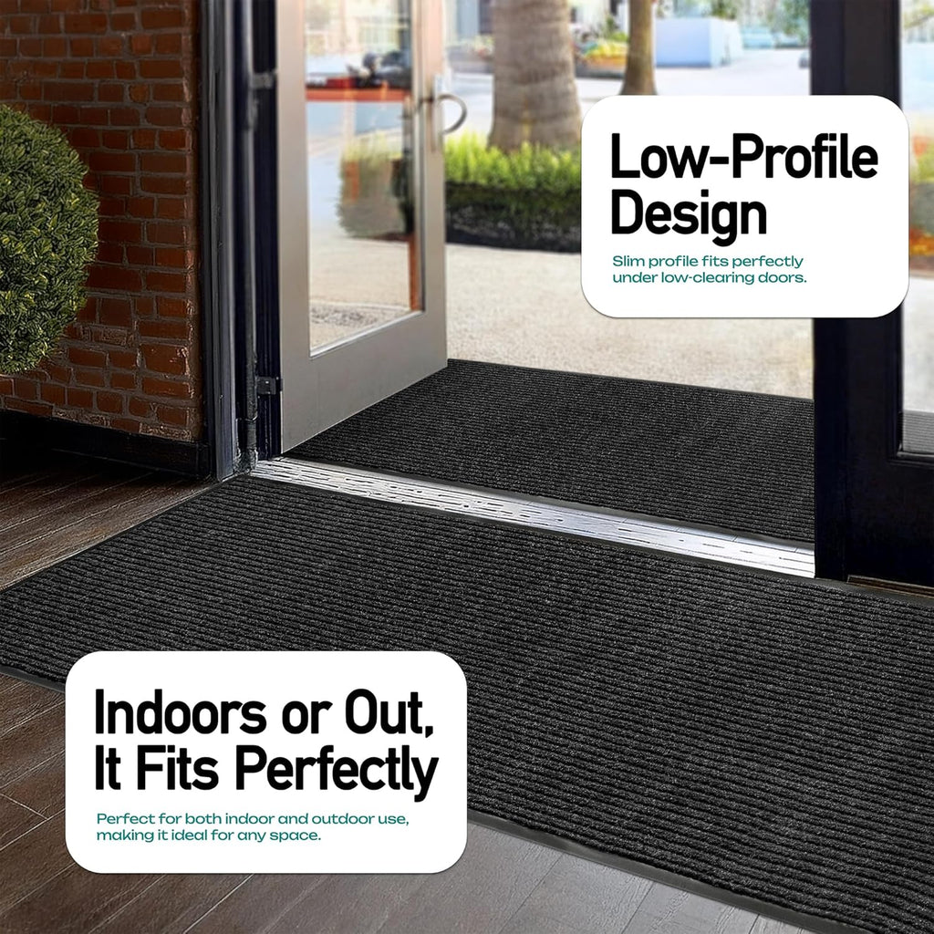 MaxMat® Extra Large Commercial Floor Mat, 3 x 5 Feet Heavy Duty, Waterproof, Low-Profile, Easy to Clean, Rubber Entry Mat (RIB0035BL, Black)